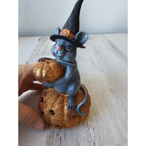 Raz‎ mouse pumpkin glitter jack-o'-lantern Halloween decor statue figurine - Picture 5 of 9